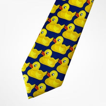 Load image into Gallery viewer, Navy Pattern With Ducks Silk Tie – Regular 80mm