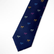Load image into Gallery viewer, Navy Pattern With Pink/Green/Yellow/Blue Zebra Silk Tie – Regular 75mm