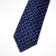 Load image into Gallery viewer, Navy Paisley Silk Tie – Regular 80mm
