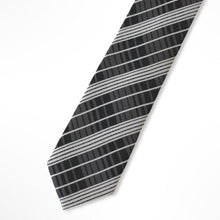 Load image into Gallery viewer, Grey Tartan with White/Black Line Silk Tie – Slim 50mm