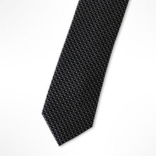 Load image into Gallery viewer, Black Houndstooth Silk Tie – Slim 55mm