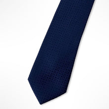 Load image into Gallery viewer, Navy Micro Check Silk Tie – Skinny 55mm