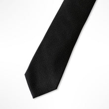 Load image into Gallery viewer, Black Pattern With Pin Dots Silk Tie – Skinny 65mm