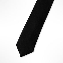 Load image into Gallery viewer, Black Ribbed Twill Silk Tie – Skinny 55mm
