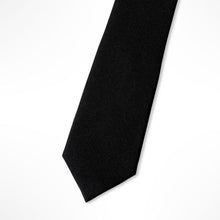 Load image into Gallery viewer, Black Ribbed Twill Silk Tie – Skinny 65mm