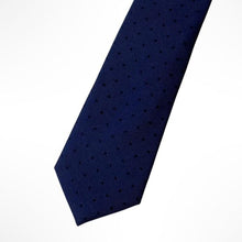 Load image into Gallery viewer, Navy Twill With Pin Dots Silk Tie – Skinny 60mm