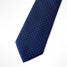 Load image into Gallery viewer, Blue Pattern With White Pin Dots Silk Tie – Regular 75mm