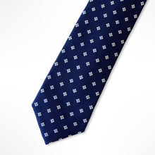 Load image into Gallery viewer, Blue Floral With White Flower Silk Tie – Skinny 60mm