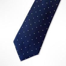 Load image into Gallery viewer, Blue Grenadine With White Pin Dots Silk Tie – Skinny 65mm