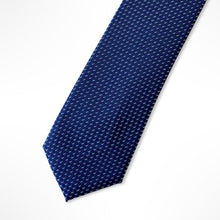 Load image into Gallery viewer, Blue Micro Check With Light Blue Geometric Silk Tie – Skinny 60mm