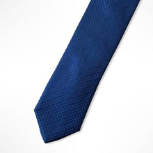 Load image into Gallery viewer, Blue Micro Check With Gingham Silk Tie – Slim 50mm