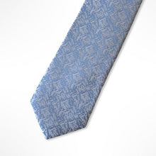 Load image into Gallery viewer, White Pattern With Blue Geometric Silk Tie – Skinny 60mm