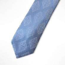 Load image into Gallery viewer, Blue Pattern With White Geometric Silk Tie – Skinny 60mm