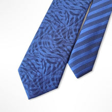 Load image into Gallery viewer, Blue Pattern With Navy Geometric Silk Tie – Skinny 60mm