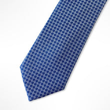 Load image into Gallery viewer, Blue Pattern With White Geometric Silk Tie – Skinny 75mm