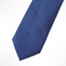 Load image into Gallery viewer, Blue Knit With White Dots Silk Tie – Skinny 70mm