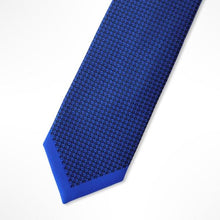 Load image into Gallery viewer, Blue Micro Check With V-Ribbed Silk Tie – Slim 50mm
