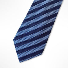 Load image into Gallery viewer, Blue Knit With Navy/Light Blue Awning Silk Tie – Regular 80mm
