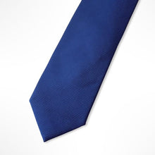 Load image into Gallery viewer, Blue Ribbed Silk Tie – Skinny 70mm