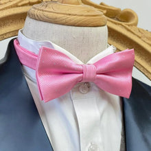 Load image into Gallery viewer, Pink Twill With White Pin Dots Classic Bow Tie