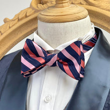 Load image into Gallery viewer, Navy with Pink Twill Bow Tie
