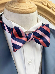 Navy with Pink Twill Bow Tie