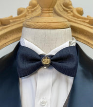 Load image into Gallery viewer, Denim With Golden Ring Classic Bow Tie