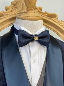 Denim With Golden Ring Classic Bow Tie