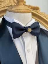Load image into Gallery viewer, Denim With Golden Ring Classic Bow Tie