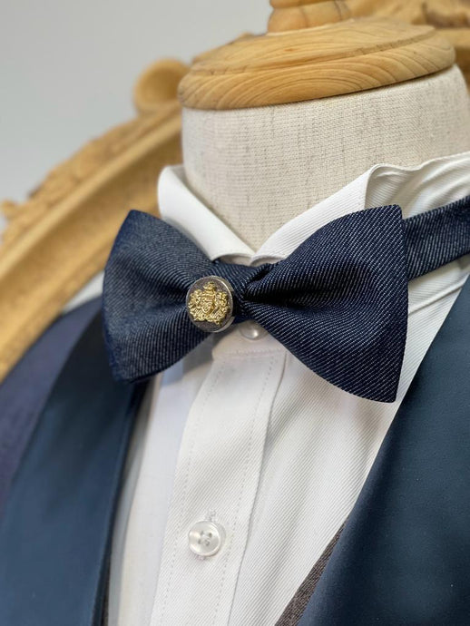 Denim With Golden Ring Classic Bow Tie