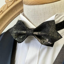 Load image into Gallery viewer, Galaxy Black With Gold Pointed Bow Tie
