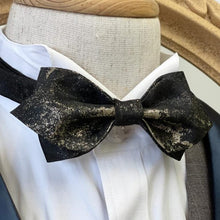Load image into Gallery viewer, Galaxy Black With Gold Pointed Bow Tie
