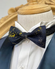 Load image into Gallery viewer, Galaxy Navy With Sining Yellow And Silver Classic Bow Tie