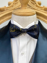 Load image into Gallery viewer, Galaxy Navy With Sining Yellow And Silver Classic Bow Tie