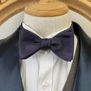 Grey Purple Twill Classic Bow Tie