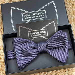 Grey Purple Twill Classic Bow Tie