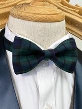 Load image into Gallery viewer, Green Tartan With Navy Stripes Classic Bow Tie