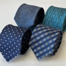 Load image into Gallery viewer, Blue Pattern With Yellow/Light Blue Gingham Silk Tie – Regular 75mm