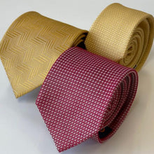 Load image into Gallery viewer, Red Micro Check With White Geometric Silk Tie – Regular 80mm