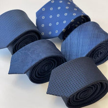 Load image into Gallery viewer, Blue Floral With White Flower Silk Tie – Regular 80mm