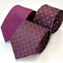 Load image into Gallery viewer, Lavender Purple Twill With White Pin Dots Silk Tie – Skinny 65mm