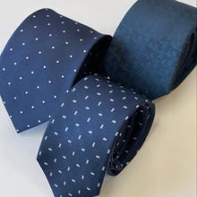 Load image into Gallery viewer, Blue Grenadine With White Pin Dots Silk Tie – Skinny 65mm
