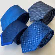Load image into Gallery viewer, Blue Pattern With Graphic Silk Tie – Skinny 60mm