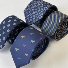 Load image into Gallery viewer, Navy Paisley Silk Tie – Regular 80mm