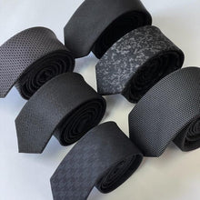 Load image into Gallery viewer, Black Micro Check Silk Tie – Slim 50mm