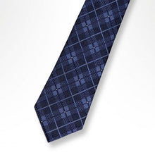 Load image into Gallery viewer, Navy Grid with Calamine blue Silk Tie – Regular 75mm