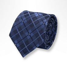 Load image into Gallery viewer, Navy Grid with Calamine blue Silk Tie – Regular 75mm