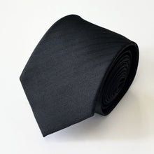 Load image into Gallery viewer, Black Twill With Herringbone Silk Tie – Skinny 75mm