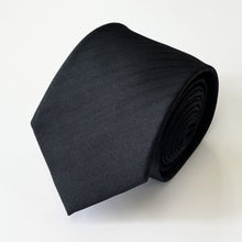 Load image into Gallery viewer, Black Twill With Dark Pattern Stripes Silk Tie – Skinny 75mm