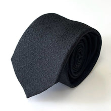 Load image into Gallery viewer, Black Paisley Flowers Silk Tie – Skinny 70mm